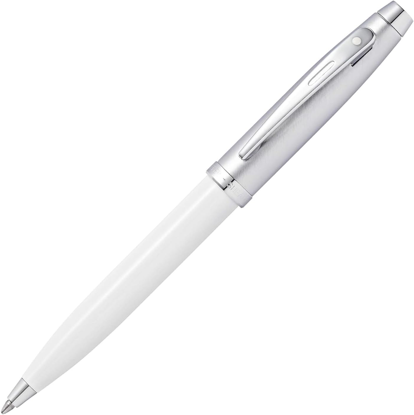 Sheaffer 100 White Lacquer Ballpoint Pen with Chrome Trim