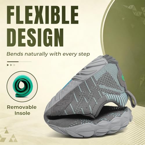SAGUARO Men's Barefoot Shoes Wide Toe Box Minimalist Sneakers Zero Drop Trail Running Hiking Shoes Lightweight Flexible Outdoor Sport Sneakers Fitness Grey by SAGUARO - Used condition - Image 6