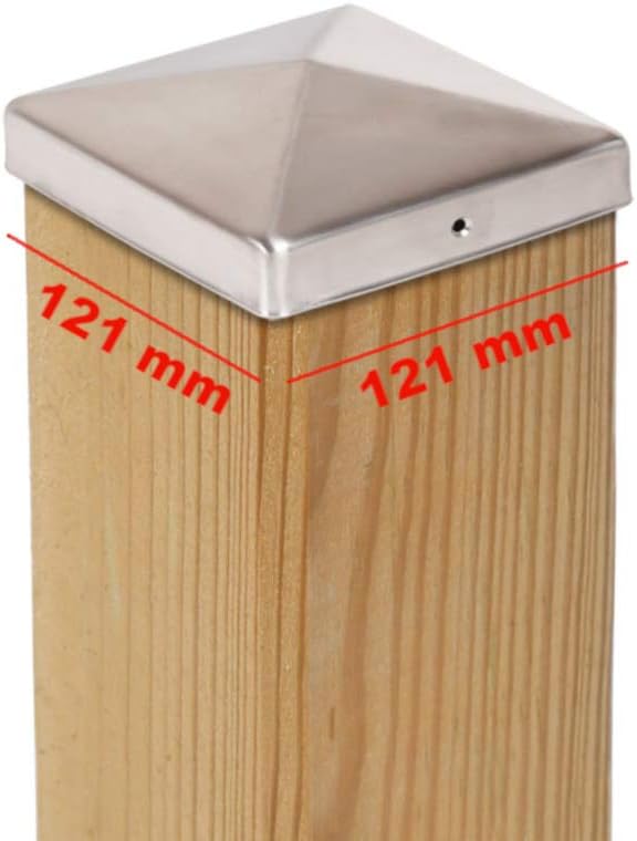 Chapeau de poteau pyramidal en acier inoxydable 121×121 mm