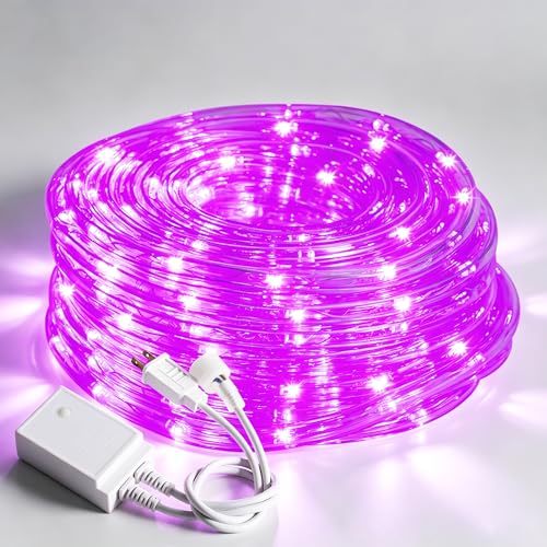 Image of 20ft Rope Lights For Outside, Connectable & Flexible Tube Lights with 8 Modes Controller, Waterproof Purple LED Rope Lighting for Deck,Garden,Pool,Patio,Bedroom,Party,Indoor & Outdoor Landscape