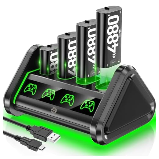 OIVO Xbox Controller Akku für Xbox One/Xbox Series X|S/Elite Controller mit Akkuladegerät, 4 x Große Kapazität wiederaufladbare Xbox Akku, Xbox Battery Pack und Ladestation mit EIN-/Ausschalter