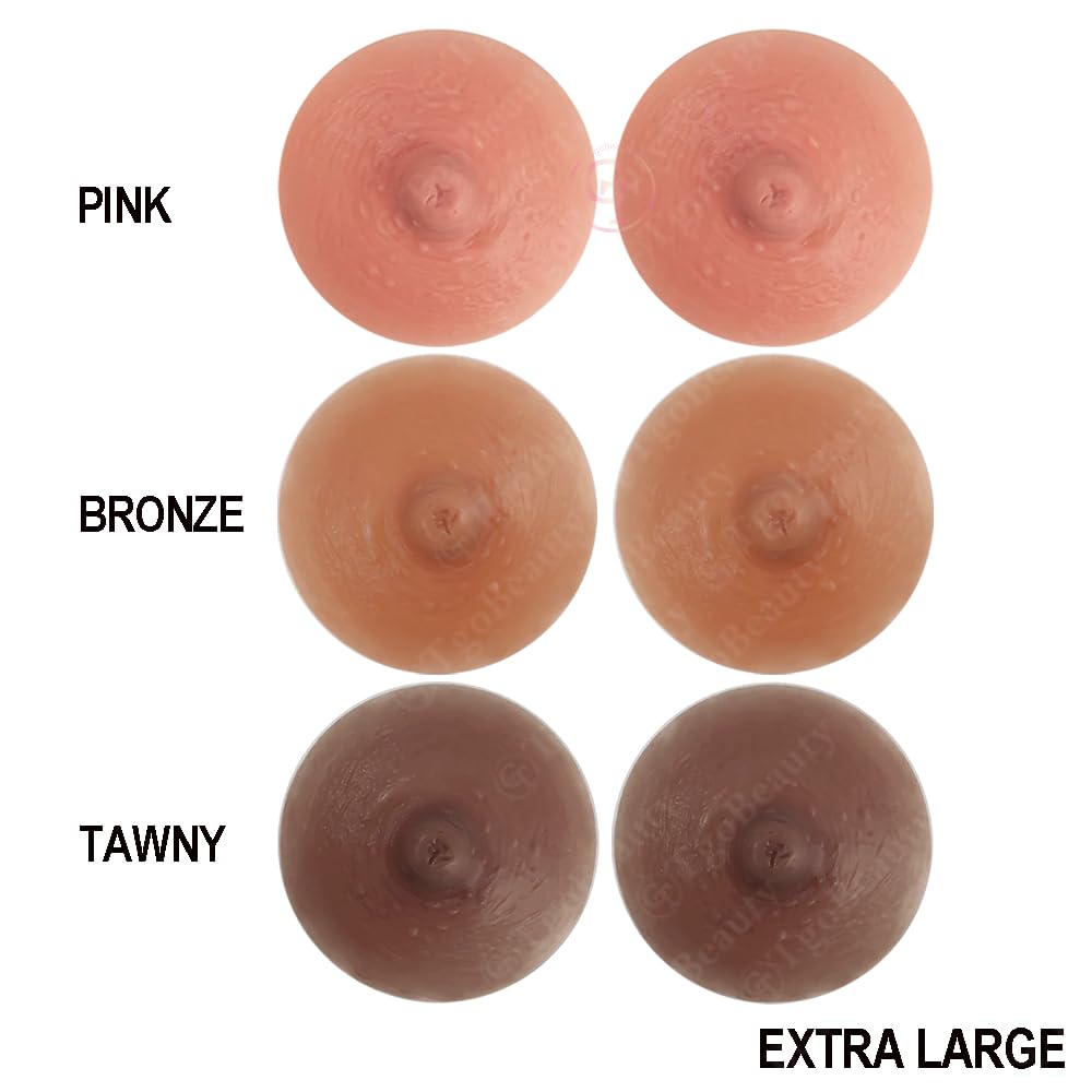 1 Paio di capezzoli Adesivi realistici riutilizzabili in Silicone, Diametro 8 cm, con Cuscinetti Adesivi applicabili alle Protesi mammarie