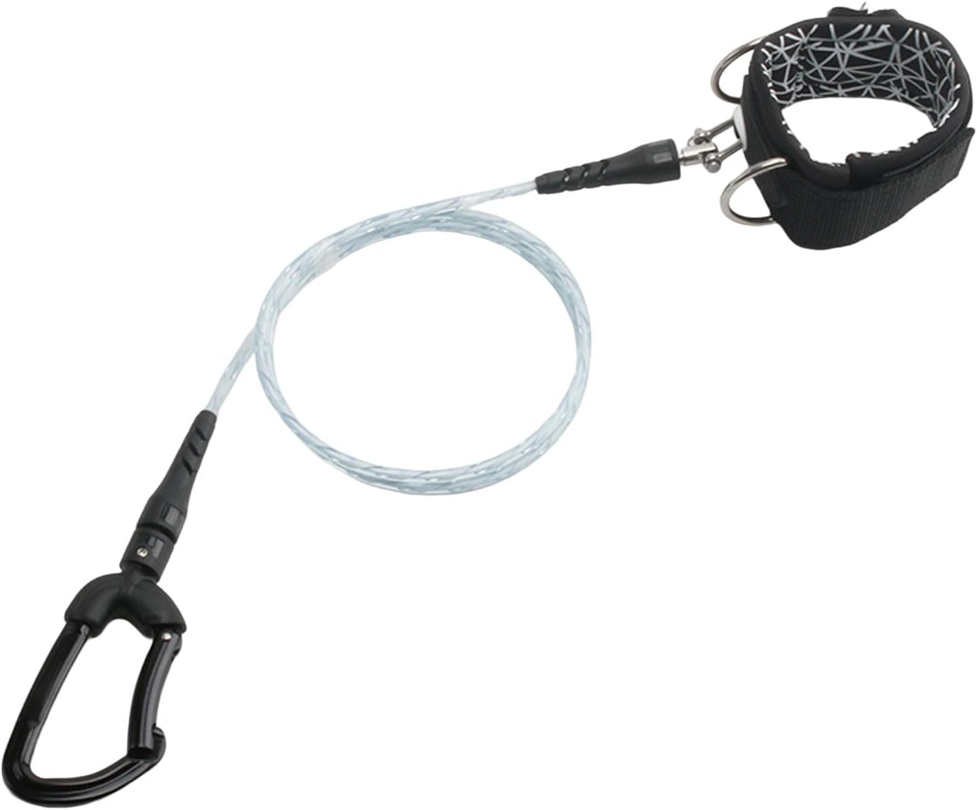 Freediving Lanyard Diving Safety Rope Professional Adjustable Wrist Lanyard with Carabiner Scuba Diving Rope Security Leash for Snorkeling