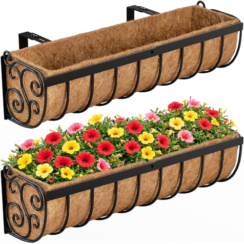 VOXOR Railing Planter Boxes, 24 Inch Window Boxes Planters, Balcony Planters with Adjustable...
