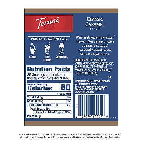 image for Torani Syrup, Classic Caramel, 25.4 Ounce (Pack of 1), 25.4 Fl Oz (Pac