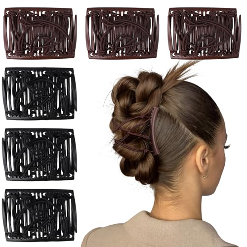 6 Peines Elásticos Multifuncionales para Cabello Negro y Marrón miniatura 1