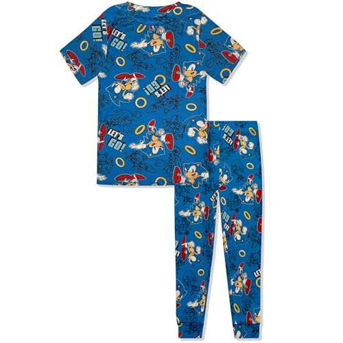 Komar Kids Sonic The Hedgehog Boys Pajama Set -2 Piece Toddler Boys Matching PJ Set- Short Sleeve Shirt & Shorts - Official License