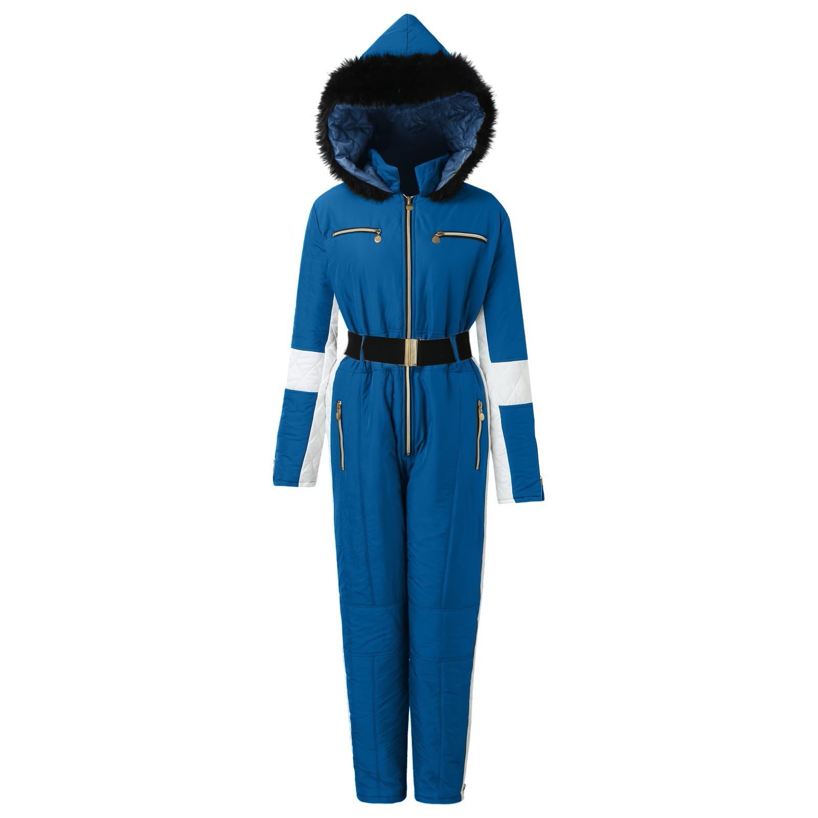 Tuta da sci da donna – Inverno caldo tuta da sci tuta da sci monopezzo, tuta lunga con cappuccio e chiusura lampo, tuta da sci antivento