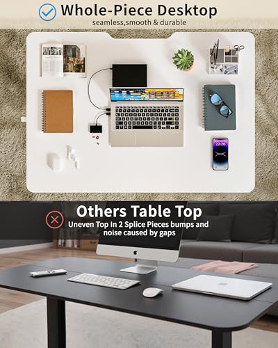 Image of Okin Electric Standing Desk, 40 x 24 Inches Whole Piece Height Adjustable Desk, White Sit to Stand Desks Computer Workstation with Wheels for Home Office