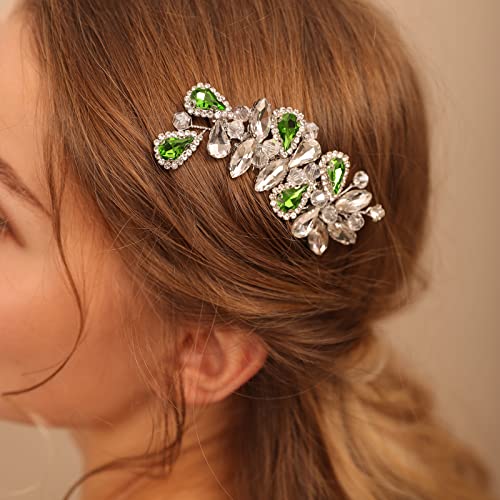 Bridal Hair Comb Rhinestone Teardrop Hair Comb For Bride Beaded Cute Hair Pieces Multi-Color (Blue, Gold) #TOP4