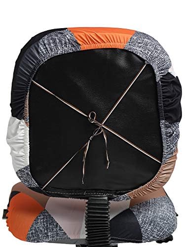Image of Cortina Office Chair Slip Covers | Stretchable Polyester Elastic Spandex Fabric | Corporate Rotating Chair Cover | Removable Chair Case | Machine Wash | Geometry Print - Orange | Set of 1