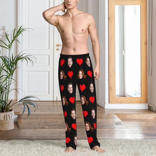 Custom Pajama Pants Men Personalized Photo Face Sleep Bottoms Customized Gifts for Dad Husband Couples4