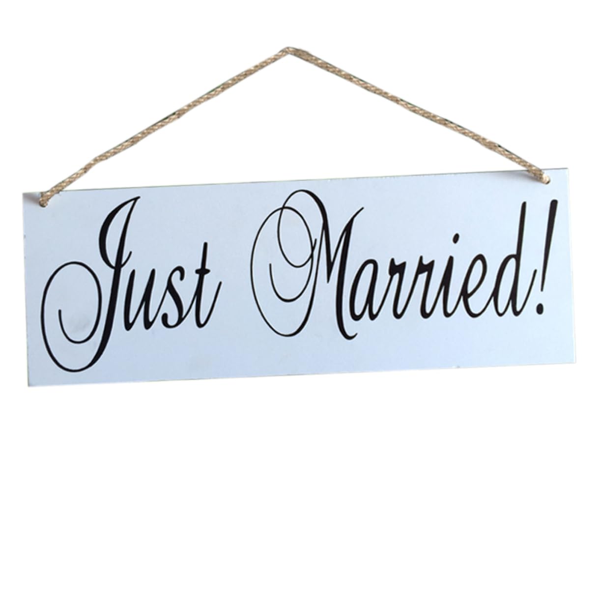 Cartello Appeso Just Married in Legno, Rettangolare Bianco