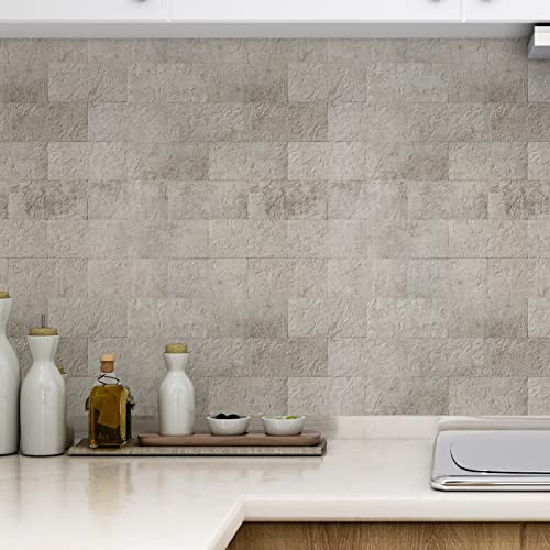 Image of Art3d Peel and Stick Backsplash, Stick on Wall Tile, 10-Pack, Stone Beige