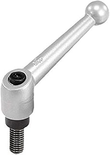 Kipp 06430-4123X90 Zinc/Steel Adjustable Handle with M12 External Thread, Classic Ball Style, Metric, Silver Metallic Powder-Coated Finish, Steel Components, Size 4, 90 mm Screw Length