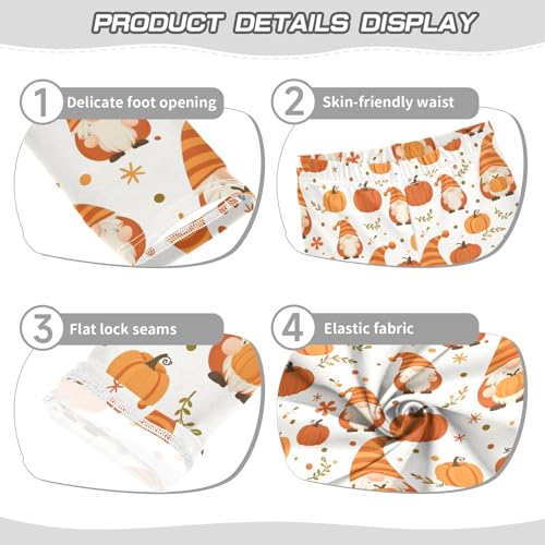 Girls' Athletic Leggings Ankle Length Yoga Dance Pants Kids Teen 4T Gnomes Holding Pumpkin3