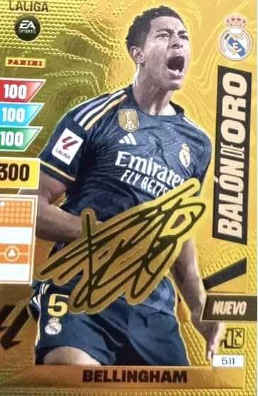 Panini Bellingham Firmado Nuevo Balon de Oro Adrenalyn XL 2023-2024 La Liga