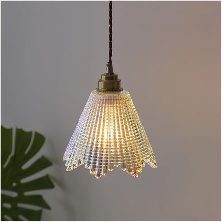 Lampe suspendue en verre et laiton avec hauteur réglable pour îlot de cuisine