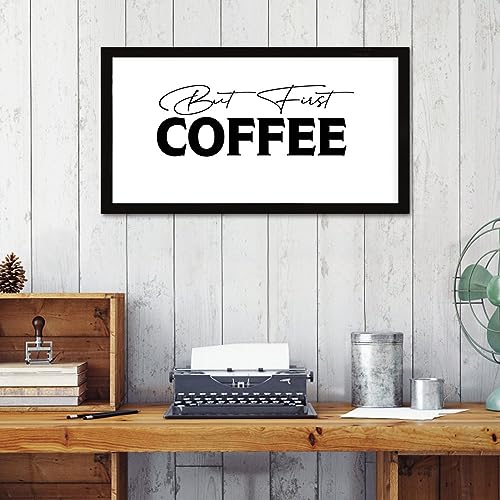Panneau encadré en bois But First Coffee décoration murale de ferme - 3
