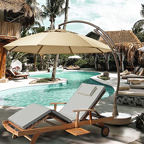 CHIC TEAK Sun Garden Umbrella, the original from Germany. Heather Canopy with Bronze Frame, 13 Foot