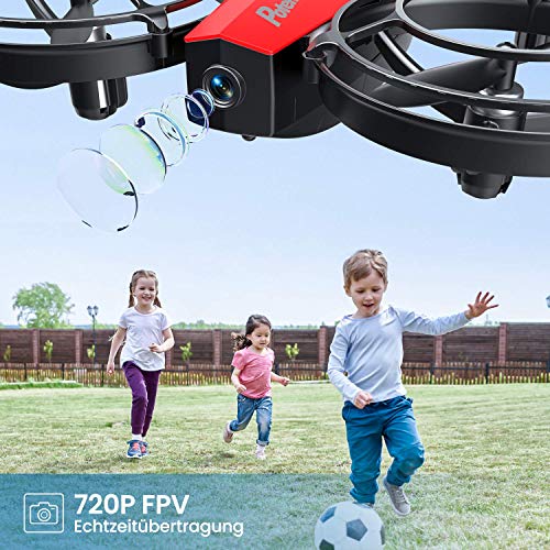 Potensic-Mini-Drohne-fuer-Kinder-mit-Kamera-FPV-WiFi-Live-Uebertragung-verbesserter-Propellerschutz-3D-Flip-Kampfmodus-Schwerkraftsensor-Hoehenhalten-kopfloser-Modus-Spielzeuggeschenk-Rot