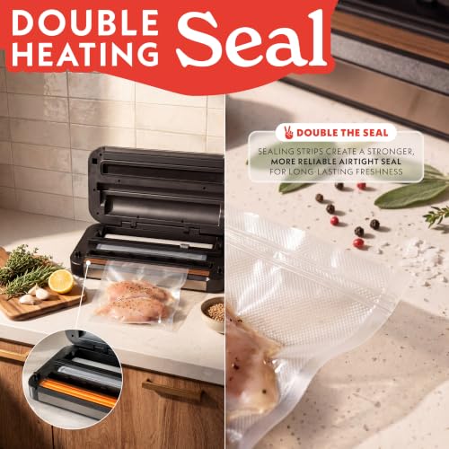 Image of Gourmia Vacuum Sealer - 10-in-1 Food Sealer with Inflate Function, Built-In Cutter & Roll Storage, Inflate, Seal, Dry /Moist Modes, Gentle & Normal Pressure, BPA-Free Bags
