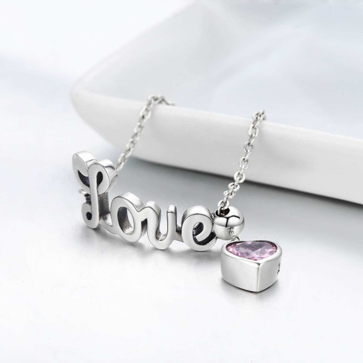 Love Statement Ehering, Sterlingsilber, rosa Kristall, herzförmig, baumelnd, Quaste, Versprechen, Verlobung, offen, verstellbar, Kettenring für Frauen und Mädchen, Unendlichkeitsgeschenk, Geschenk zum