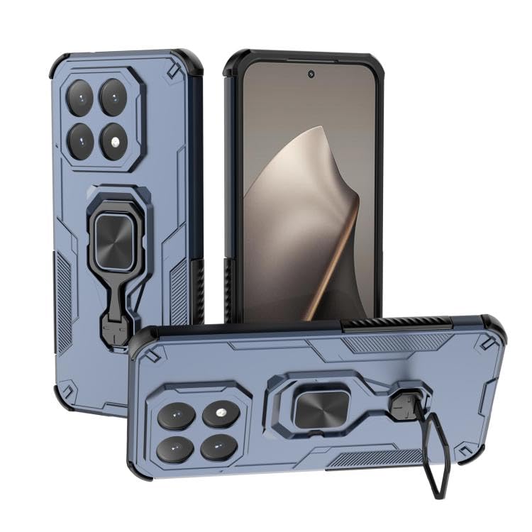 FitSmart Metal Ring Magnetic Support Kickstand Back Cover for Xiaomi 15T 5G (Stand Case, Blue)