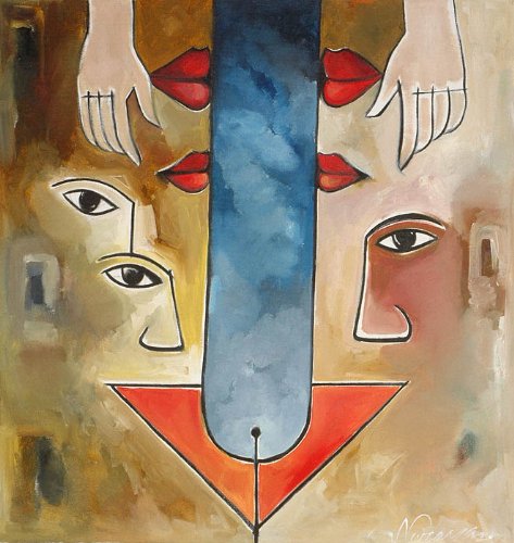 Tableau Purusha Prakriti de Narayan cadeau culturel unique aquarelle sur toile