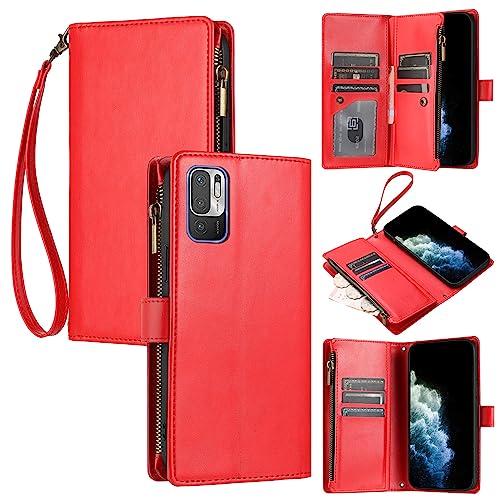 Coque Redmi Note 10 5G antichoc rouge qui remplace votre portefeuille