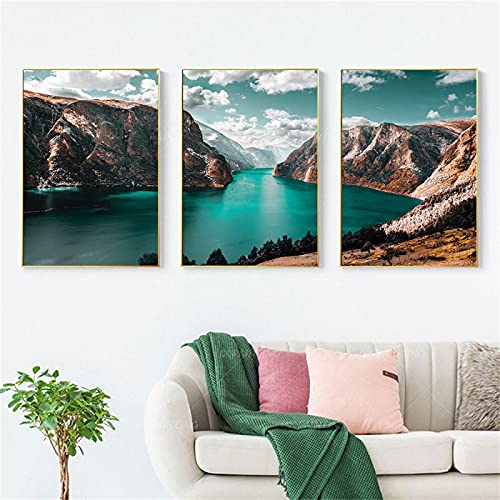Impression d'art toile paysage scandinave triptyque 60x90cm sans cadre