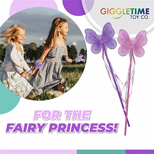 Giggle Time Large Flower And Butterfly Wands (12) Pieces - Fairy Wand For Children’s Princess Party And Play Time, Fairy Party Decoration, Party Favor, Piñata Stuffer - 15 Inches #TOP1