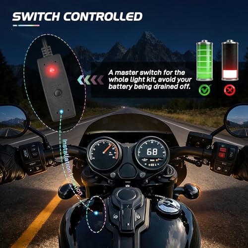 Image of Nilight - TL-35 12PCS Motorcycle RGB Led Light Kit Waterproof Multi-Color Atmosphere Lights Lamp with Dual RF Wireless Remote Controllers for Harley Davidson Honda Kawasaki Suzuki, 2 Years Warranty