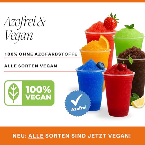 A. Becker´s Slush Eis Sirup | Ohne Azofarbstoffe | 6x 1L Kirsche, Cola, Blaubeere, Waldmeister, Erdbeere, Orange | 1L Slush Konzentrat ergibt 6L Eis | Getränkesirup für Slush Maschine und Mixer – Bild 6