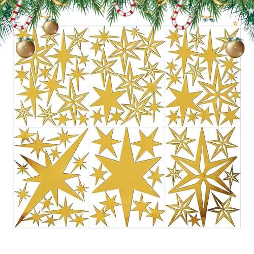 Decoración de pared de espejo – 78 pegatinas estrellas | Pegatinas para niñas para techo, habitación, salón, Navidad, apartamento, cumpleaños, fiesta, oficina, casa