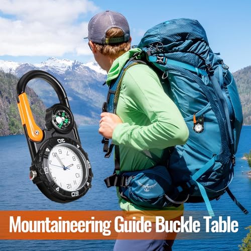 Carabiner Watch Luminous Clip on Quartz Watch Compass Taschenuhr Mit Karabiner,Uhr mit kompass,Leuchtende Analog Quarzuhr Uhr Herren Damen Outdoor – Bild 4