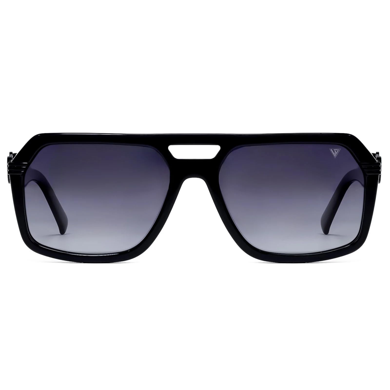 Laurel Dale Vorten Oversized Square Polarized Sunglasses | Premium Glossy Black Acetate | Gradient Smoke Lenses | Signature Medallion Hinge | Flat Top Double Bridge | UV400 Luxury Eyewear | LD-J5-image-47