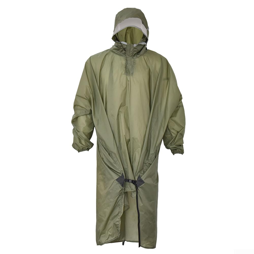 20D 380T Housse de pluie à capuche double face en silicone avec revêtement en nylon Ripstop pour routards, campeurs et randonneurs à la recherche d'une protection légère (A-vert)