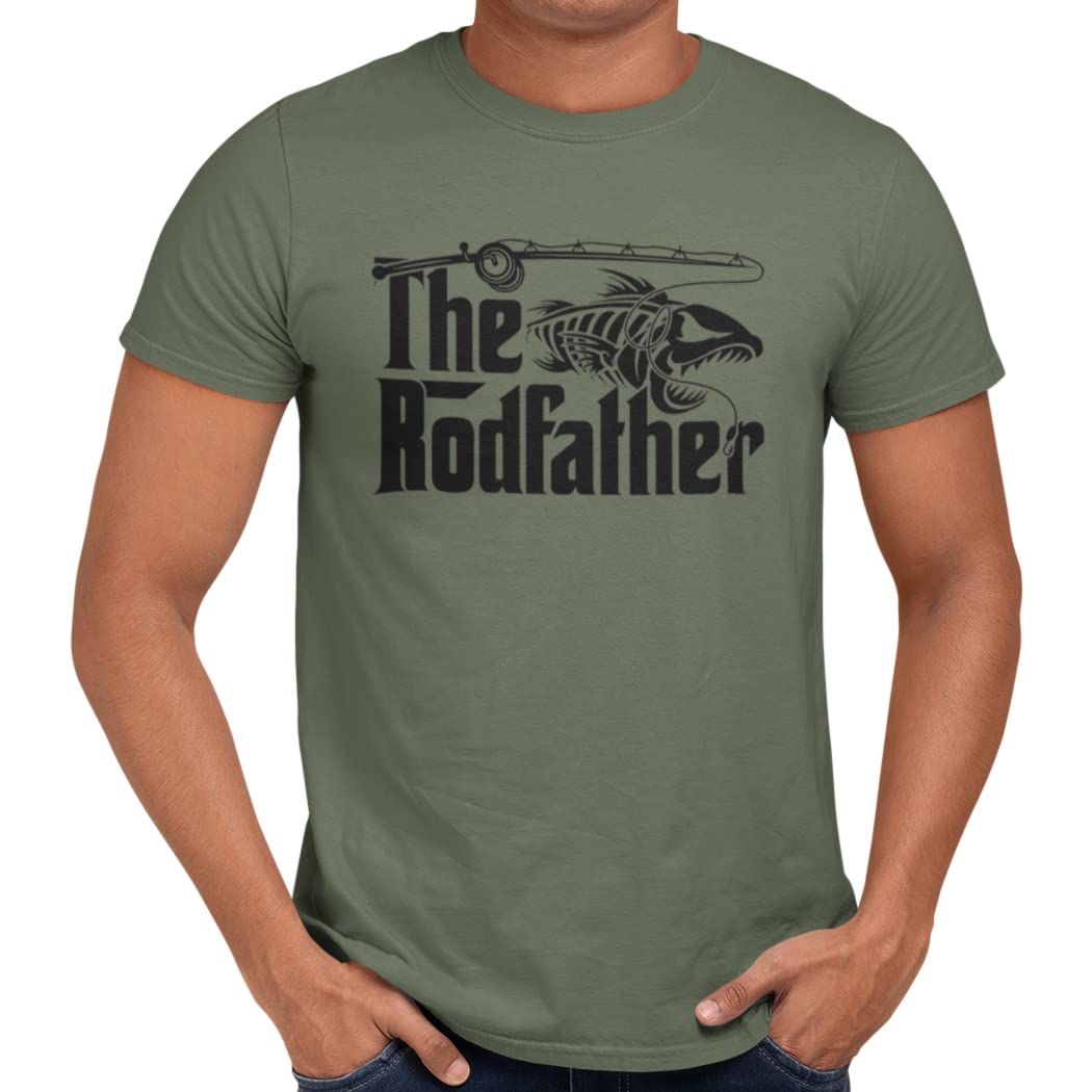 Getting Shirty The Rodfather Men and Women's Funny Unisex Fishing T-Shirt (as8, Alpha, xx_l, Regular, Regular, Green)