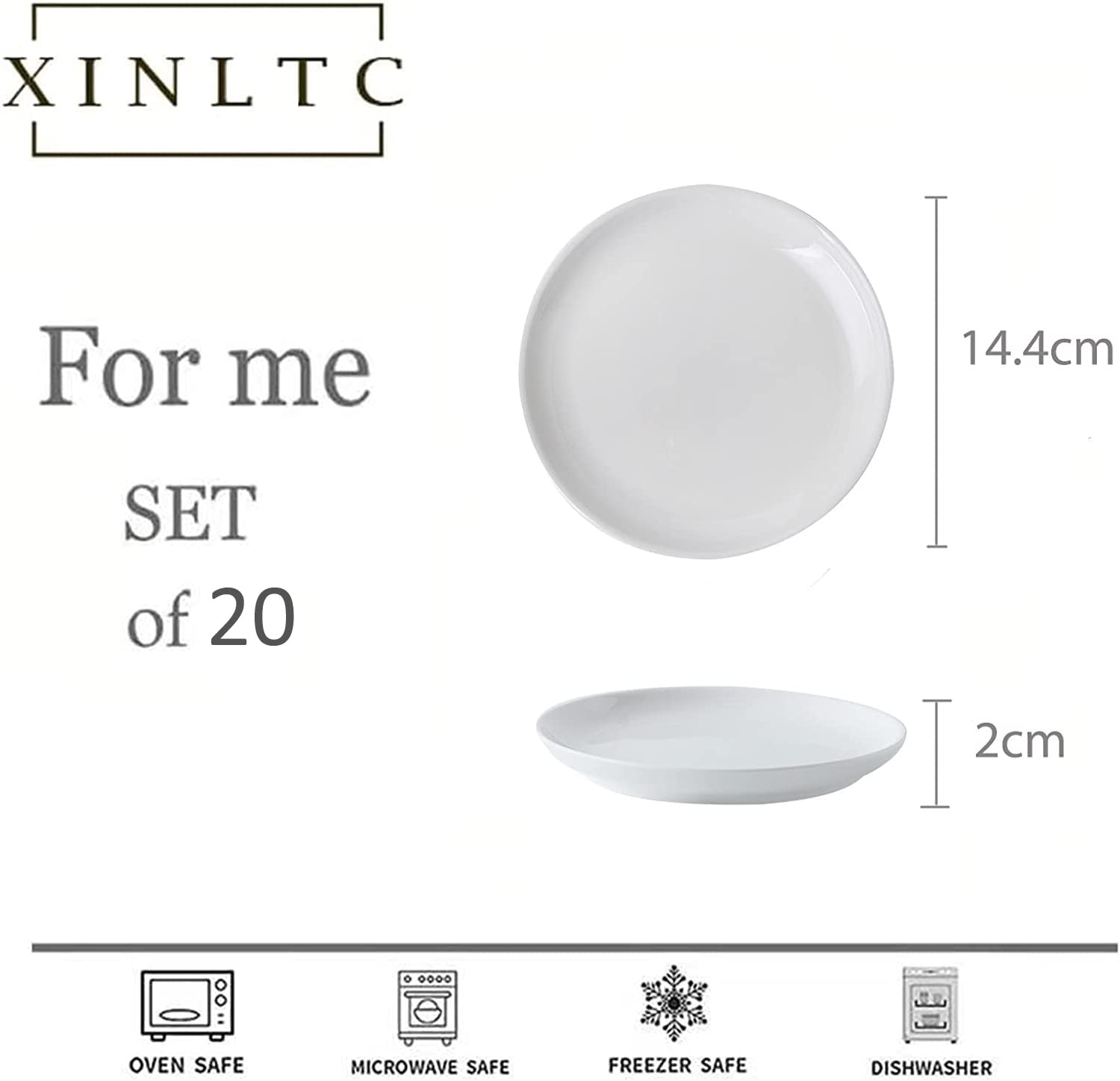 XINLTC Ceramic Dessert Plates White, Set of 14, 5.6'' Small Appetizer Plates, Small Plates for Dessert, Appetizer and Sauce, Waffles, Cake, Small White Plates, Microwave, Oven, and Dishwasher Safe
