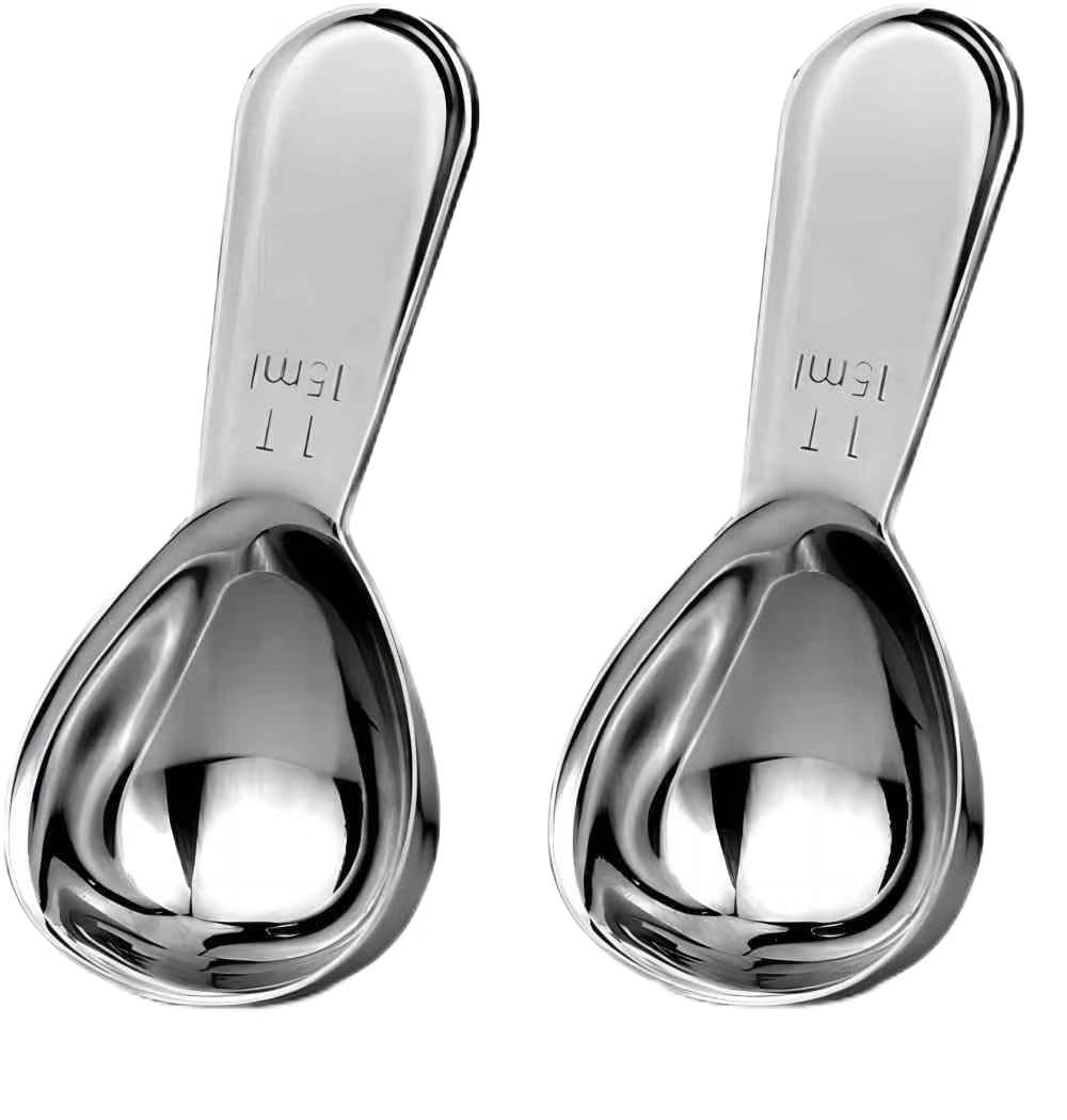 YUNNKEEY 2PCS Coffee Scoop, 1T Stainless Steel Coffee Measuring Scoop, Short Handle Coffee Scoop Set, Durable Measuring Scoop Set for Ground Coffee, 1 tablespoon,15ml, 2Pcs