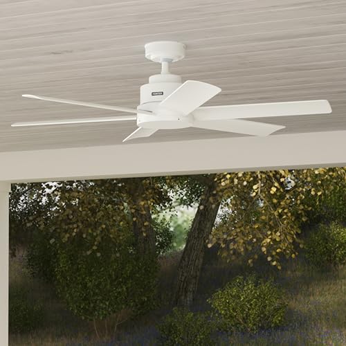Image of Hunter 52 inch Kennicott Indoor /Outdoor Ceiling Fan, Wall Control, Fresh White
