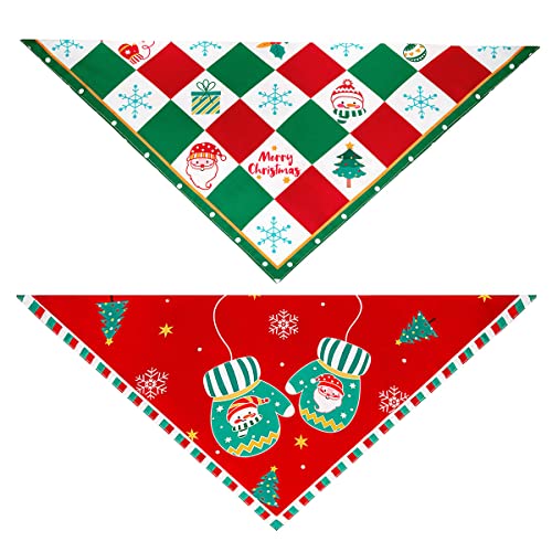 SLSON Dog Bandanas Christmas Large,2 Pack Reversible Triangle Bibs Pet Scarf for Pet Costume Accessories Decoration Holiday Bandana for Small Medium Large Dogs Cats (Christmas)