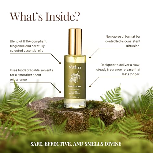 Image of Nytarra Room Mist Spray Lush Lemon | No Alcohol, No Paraben, Non Toxic, Vegan | Air Freshener, Fragrance for Home, Living Room, Washroom, Bedroom, Office | Lemon, Vetiver and Ginger