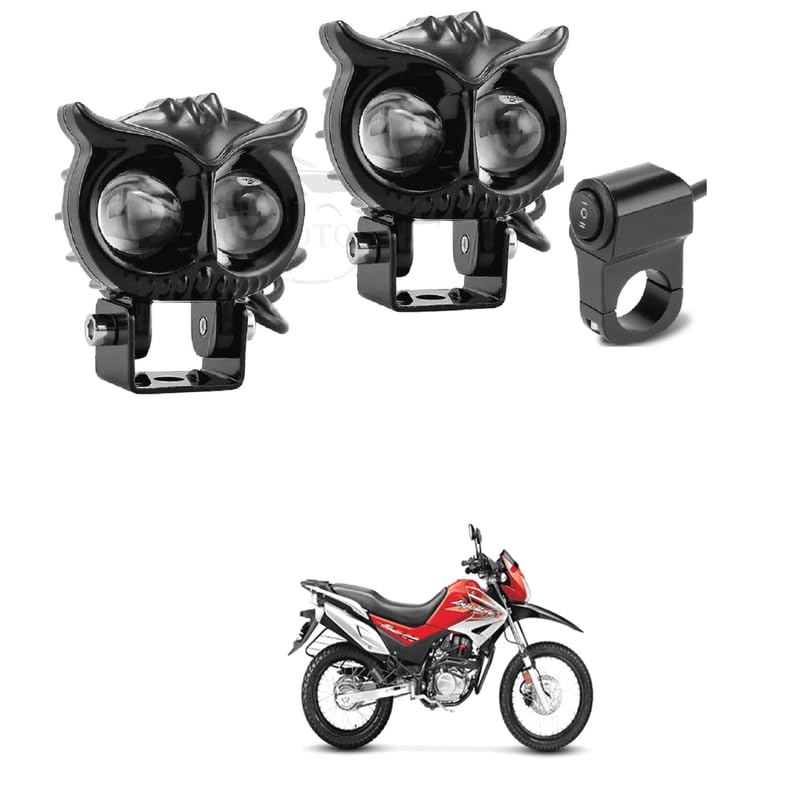 LOVMOTO Universal Owl Shape Mini drive DC Power Mini Driving Fog Light For All Motor-cycle, Bi-kes, Scoo-ters, C-ars, Projector Light dual Color White/Yellow Comfortable For Imp-ulse