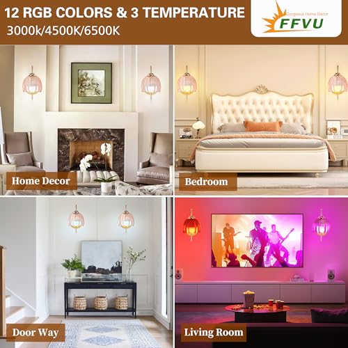 Image of Vintage Battery Wall Sconce with Flower lampshade,Rechargeable Battery Powered Wall Lights,Wall lamp with 15 Colors for Bedroom Living Room Home Decor (Pink Tulip, 2 Light Battery Operated)