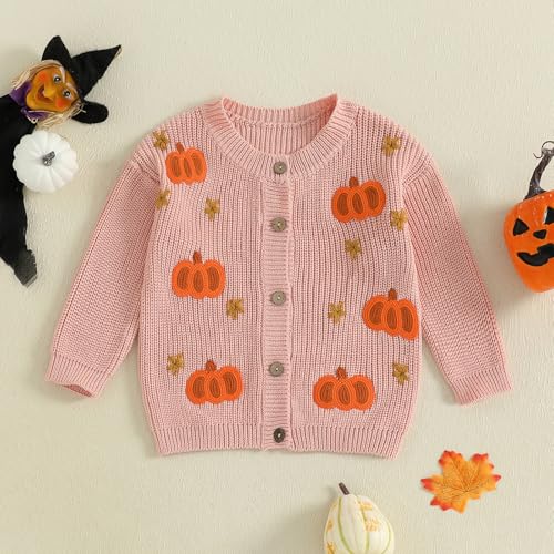 Toddler Baby Girl Boy Halloween Sweater Cardigan Pumpkin Long Sleeve Button Down Knitted Jacket Coat Fall Clothes4