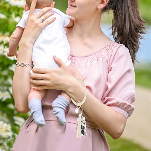 Weixiltc Large Circle Key Ring Leather Tassel Bracelet Holder Keychain Keyring For Women Girl (Beige) #TOP3