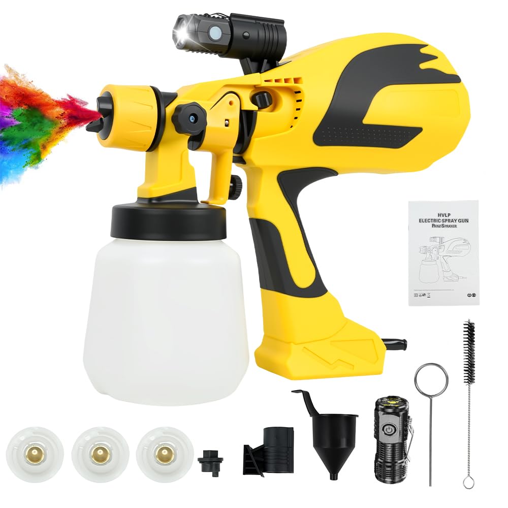 FINYQBET Pistola de Pintura Elétrica 600W com 3 Bicos e Tanque 1200ml, 127V | Motor de