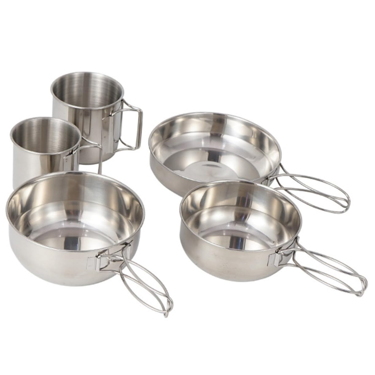 ibasenice Vaisselle de Camping Inoxydable 5 Pièces, Gamelle Scout INOX